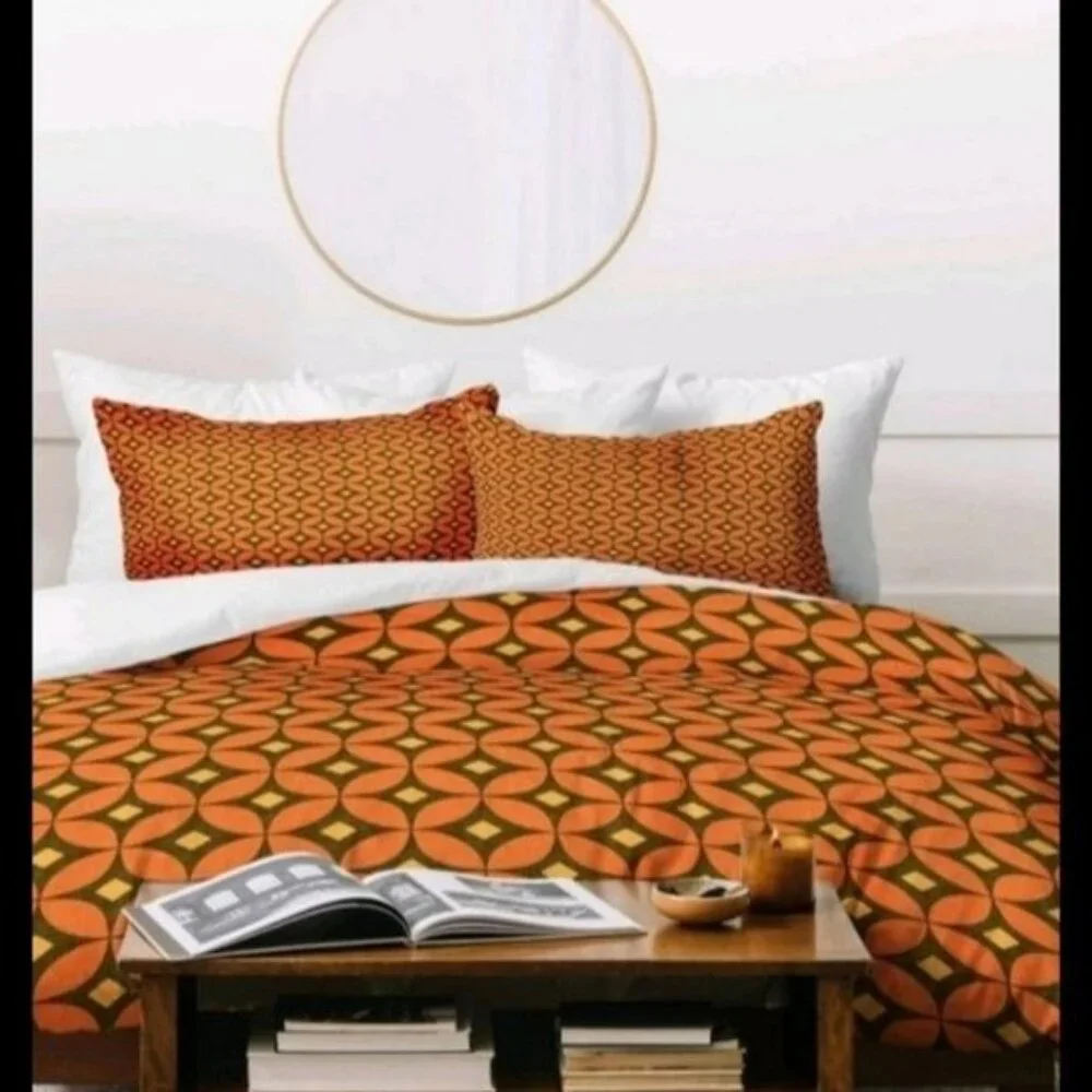 Rare Designer Caroline Okun mid century modern Queen duvet